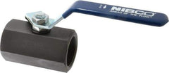 NIBCO - 1-1/2" Pipe, Carbon Steel Standard Ball Valve - 1 Piece, Inline - One Way Flow, FNPT x FNPT Ends, Lever Handle, 1,500 WOG - Apex Tool & Supply