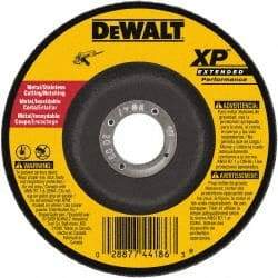 DeWALT - 24 Grit, 4" Wheel Diam, 3/32" Wheel Thickness, 5/8" Arbor Hole, Type 27 Depressed Center Wheel - Zirconia Alumina, Resinoid Bond, 15,200 Max RPM - Apex Tool & Supply