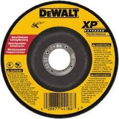 DeWALT - 24 Grit, 4" Wheel Diam, 3/32" Wheel Thickness, 5/8" Arbor Hole, Type 27 Depressed Center Wheel - Zirconia Alumina, Resinoid Bond, 15,200 Max RPM - Apex Tool & Supply