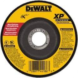 DeWALT - 24 Grit, 5" Wheel Diam, 3/32" Wheel Thickness, 7/8" Arbor Hole, Type 27 Depressed Center Wheel - Zirconia Alumina, Resinoid Bond, 12,200 Max RPM - Apex Tool & Supply