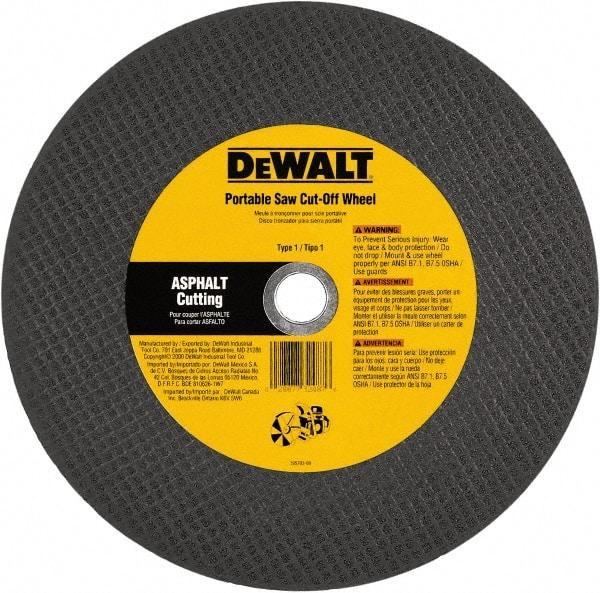 DeWALT - 12" 24 Grit Silicon Carbide Cutoff Wheel - 1/8" Thick, 20mm Arbor, 6,400 Max RPM, Use with Gas Powered Saws - Apex Tool & Supply