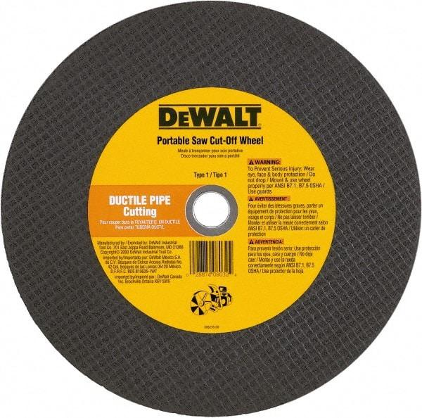 DeWALT - 12" 24 Grit Aluminum Oxide Cutoff Wheel - 1/8" Thick, 1" Arbor, 6,400 Max RPM, Use with Gas Powered Saws - Apex Tool & Supply