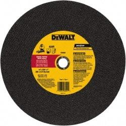 DeWALT - 14" 24 Grit Aluminum Oxide Cutoff Wheel - 0.109" Thick, 1" Arbor, 4,300 Max RPM, Use with Stationary Tools - Apex Tool & Supply