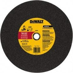 DeWALT - 14" 24 Grit Aluminum Oxide Cutoff Wheel - 0.109" Thick, 1" Arbor, 4,300 Max RPM, Use with Stationary Tools - Apex Tool & Supply