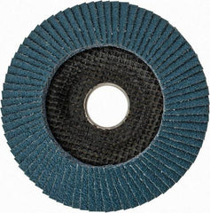 DeWALT - 60 Grit, 4-1/2" Disc Diam, 7/8" Center Hole, Type 29 Zirconia Alumina Flap Disc - 13,300 Max RPM, Poly Cotton Backing, Arbor Attaching System, Coated - Apex Tool & Supply