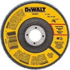 DeWALT - 80 Grit, 4" Disc Diam, 5/8" Center Hole, Type 29 Zirconia Alumina Flap Disc - 15,200 Max RPM, Poly Cotton Backing, Arbor Attaching System, Coated - Apex Tool & Supply