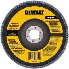 DeWALT - 40 Grit, 6" Disc Diam, 7/8" Center Hole, Type 29 Zirconia Alumina Flap Disc - 10,100 Max RPM, Poly Cotton Backing, Arbor Attaching System, Coated - Apex Tool & Supply
