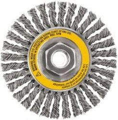 DeWALT - 4" OD, 5/8-11 Arbor Hole, Stringer Bead Stainless Steel Wheel Brush - 3/8" Face Width, 7/8" Trim Length, 0.02" Filament Diam, 20,000 RPM - Apex Tool & Supply