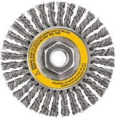 DeWALT - 4" OD, 5/8-11 Arbor Hole, Stringer Bead Stainless Steel Wheel Brush - 3/8" Face Width, 7/8" Trim Length, 0.02" Filament Diam, 20,000 RPM - Apex Tool & Supply