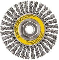 DeWALT - 6-1/2" OD, 5/8-11 Arbor Hole, Stringer Bead Stainless Steel Wheel Brush - 3/8" Face Width, 7/8" Trim Length, 0.02" Filament Diam, 9,000 RPM - Apex Tool & Supply