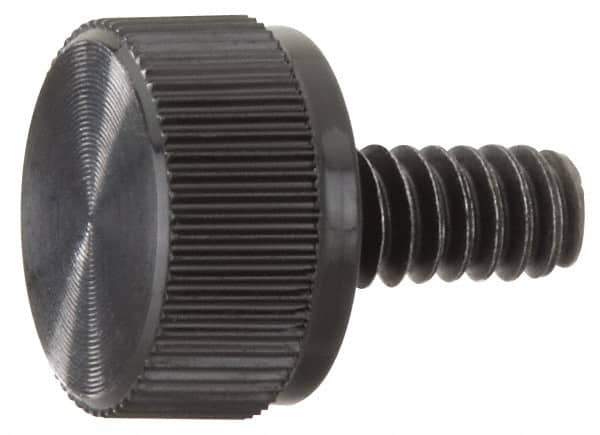 Made in USA - #6-32 Knurled Shoulder Steel Thumb Screw - 3/8" OAL, 3/8" Head Diam - Apex Tool & Supply