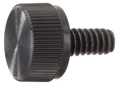 Made in USA - #6-32 Knurled Shoulder Steel Thumb Screw - 3/8" OAL, 3/8" Head Diam - Apex Tool & Supply