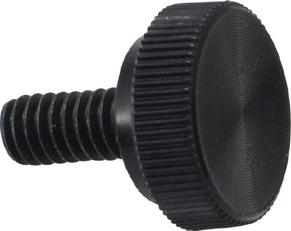 Made in USA - #8-32 Knurled Shoulder Steel Thumb Screw - 3/8" OAL, 1/2" Head Diam - Apex Tool & Supply