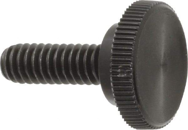 Made in USA - 1/4-20 Knurled Shoulder Steel Thumb Screw - 3/4" OAL, 3/4" Head Diam - Apex Tool & Supply