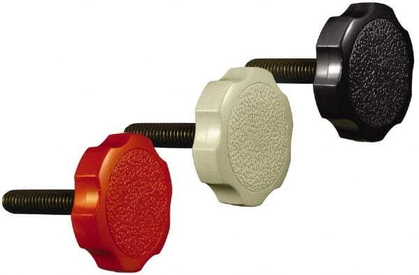 Made in USA - 3/8-16 Rosette Shoulder Steel Thumb Screw - 1-1/2" OAL, 1-1/2" Head Diam - Apex Tool & Supply