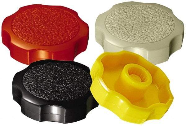 Made in USA - Rosette Plastic Thumb Screw - 38mm OAL, 38mm Head Diam x 12.5mm Head Height - Apex Tool & Supply