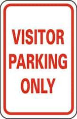 NMC - "Visitor Parking Only", 12" Wide x 18" High, Aluminum Parking Lot Traffic Signs - 0.063" Thick, Red on White, Rectangle, Post Mount - Apex Tool & Supply