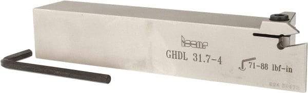 Iscar - GHD, External, Left Hand, 0.4" Max Depth of Cut, 0.157 to 0.197" Groove Width, Indexable Grooving Tool Holder - GI.. Insert Compatibility, 1-1/4" Shank Height, 1-1/4" Shank Width, 7" OAL - Apex Tool & Supply