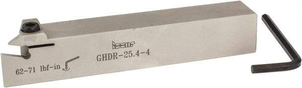 Iscar - External Thread, 0.4" Max Depth of Cut, 0.157" Min Groove Width, 6" OAL, Right Hand Indexable Grooving Cutoff Toolholder - 1" Shank Height x 1" Shank Width, GI.., GPV.., TIP.. Insert Style, GHD Toolholder Style, Series Cut Grip - Apex Tool & Supply