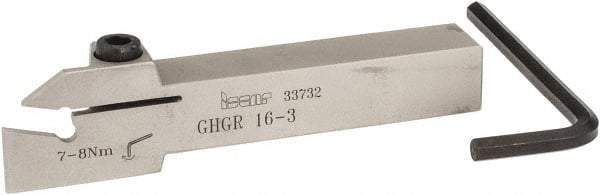 Iscar - GHG, External, Right Hand, 1.57" Max Depth of Cut, 3 to 4mm Groove Width, Indexable Grooving Tool Holder - GI..,TIP.. Insert Compatibility, 16mm Shank Height, 16mm Shank Width, 110mm OAL - Apex Tool & Supply