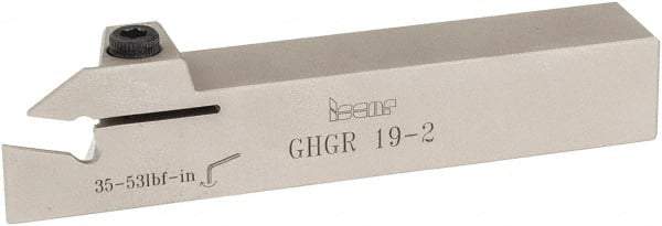 Iscar - GHG, External, Right Hand, 1.34" Max Depth of Cut, 0.016 to 3/32" Groove Width, Indexable Grooving Tool Holder - GI..,TIP.. Insert Compatibility, 3/4" Shank Height, 3/4" Shank Width, 4-1/2" OAL - Apex Tool & Supply