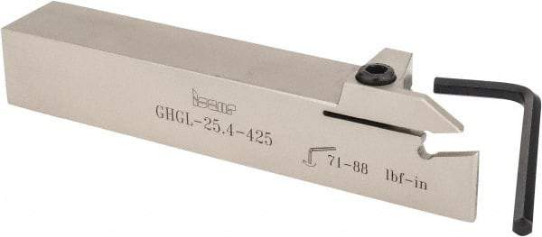 Iscar - GHG, External, Left Hand, 2" Max Depth of Cut, 0.185 to 1/4" Groove Width, Indexable Grooving Tool Holder - GI..,TIP.. Insert Compatibility, 1" Shank Height, 1" Shank Width, 6" OAL - Apex Tool & Supply