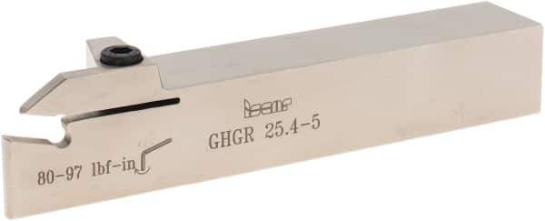 Iscar - External Thread, 1" Max Depth of Cut, 0.185" Min Groove Width, 6" OAL, Right Hand Indexable Grooving Cutoff Toolholder - 1" Shank Height x 1" Shank Width, GI.. Insert Style, GHG Toolholder Style, Series Cut Grip - Apex Tool & Supply