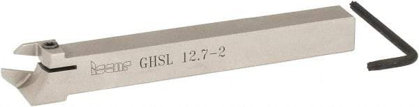 Iscar - GHS, External, Left Hand, 1" Max Depth of Cut, 0.087 to 1/8" Groove Width, Indexable Grooving Tool Holder - GIG, GIM, GIP, TIP Insert Compatibility, 1/2" Shank Height, 1/2" Shank Width, 4.72" OAL - Apex Tool & Supply