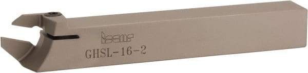 Iscar - GHS, External, Left Hand, 1.26" Max Depth of Cut, 2.2 to 3.15mm Groove Width, Indexable Grooving Tool Holder - GIG, GIM, GIP, TIP Insert Compatibility, 16mm Shank Height, 16mm Shank Width, 120mm OAL - Apex Tool & Supply