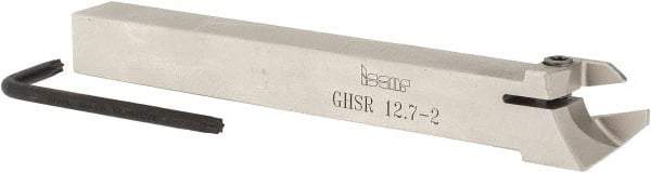 Iscar - GHS, External, Right Hand, 1" Max Depth of Cut, 0.087 to 1/8" Groove Width, Indexable Grooving Tool Holder - GIG, GIM, GIP, TIP Insert Compatibility, 1/2" Shank Height, 1/2" Shank Width, 4.72" OAL - Apex Tool & Supply