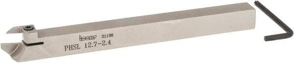 Iscar - PHS, External, Left Hand, 1/2" Max Depth of Cut, 3/32 to 1/8" Groove Width, Indexable Grooving Tool Holder - GDMW 2.4 Insert Compatibility, 1/2" Shank Height, 1/2" Shank Width, 5.9" OAL - Apex Tool & Supply