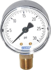 Wika - 2" Dial, 1/4 Thread, 0-30 Scale Range, Pressure Gauge - Lower Connection Mount, Accurate to 3-2-3% of Scale - Apex Tool & Supply