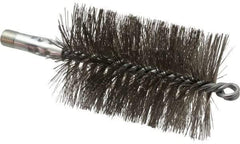Schaefer Brush - 4-1/2" Brush Length, 3" Diam, Double Stem, Double Spiral Tube Brush - 7-1/4" Long, Stainless Steel, 1/4" NPSM Male Connection - Apex Tool & Supply