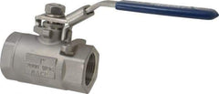 NIBCO - 1" Pipe, Standard Port, Stainless Steel Standard Ball Valve - 2 Piece, Inline - One Way Flow, FNPT x FNPT Ends, Locking Lever Handle, 2,000 WOG, 150 WSP - Apex Tool & Supply