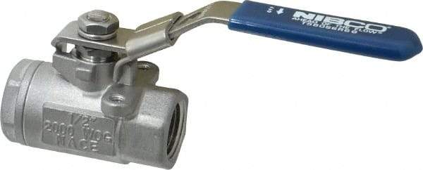 NIBCO - 1/2" Pipe, Standard Port, Stainless Steel Standard Ball Valve - 2 Piece, Inline - One Way Flow, FNPT x FNPT Ends, Locking Lever Handle, 2,000 WOG, 150 WSP - Apex Tool & Supply
