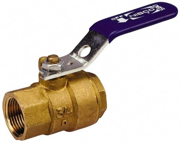 NIBCO - 3/8" Pipe, Standard Port, Stainless Steel Standard Ball Valve - 2 Piece, Inline - One Way Flow, FNPT x FNPT Ends, Locking Lever Handle, 2,000 WOG, 150 WSP - Apex Tool & Supply