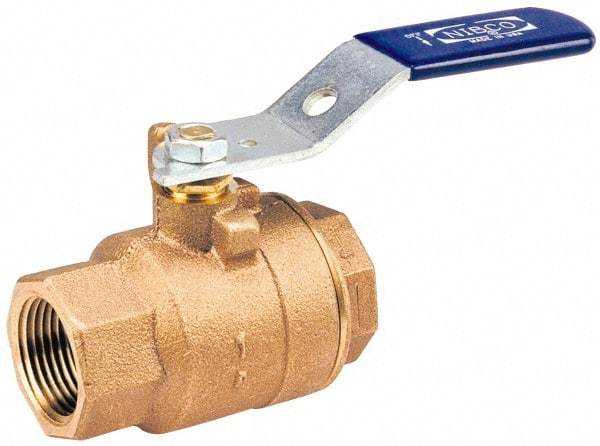 NIBCO - 3" Pipe, Standard Port, Bronze Standard Ball Valve - 2 Piece, Inline - One Way Flow, FNPT x FNPT Ends, Lever Handle, 600 WOG, 150 WSP - Apex Tool & Supply