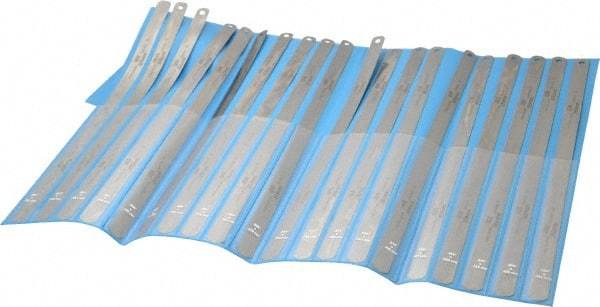 Precision Brand - 20 Piece, 0.001 to 0.03" Thick, Parallel Feeler Gage Set - 12" Leaf Length, 1/2" Wide, Steel - Apex Tool & Supply