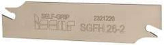 Iscar - 1.0236" Blade Height, 1/16" Blade Width, 4.3307" OAL, Right Hand Cut, Double End Indexable Cut-Off Blade - SGFH Blade, Self Grip Series - Apex Tool & Supply