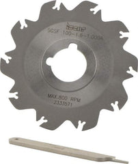 Iscar - Arbor Hole Connection, 0.049" Cutting Width, 1.18" Depth of Cut, 3.94" Cutter Diam, 1" Hole Diam, 10 Tooth Indexable Slotting Cutter - SGSF Toolholder, GSFN, GSFU Insert - Apex Tool & Supply