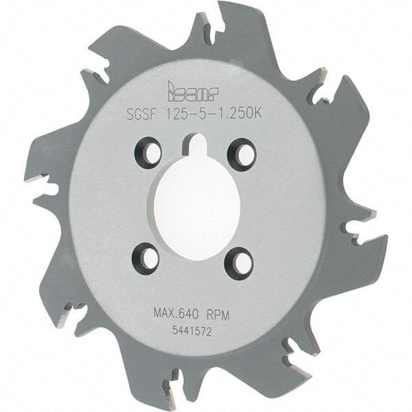Iscar - Arbor Hole Connection, 1.36" Depth of Cut, 4.92" Cutter Diam, 1-1/4" Hole Diam, 8 Tooth Indexable Slotting Cutter - SGSF Toolholder, GSFN Insert - Apex Tool & Supply
