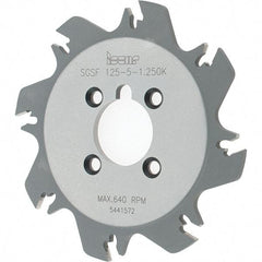 Iscar - Arbor Hole Connection, 1.36" Depth of Cut, 4.92" Cutter Diam, 1-1/4" Hole Diam, 8 Tooth Indexable Slotting Cutter - SGSF Toolholder, GSFN Insert - Apex Tool & Supply