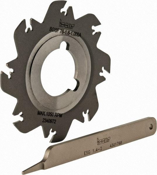 Iscar - Arbor Hole Connection, 0.049" Cutting Width, 0.7" Depth of Cut, 3" Cutter Diam, 1" Hole Diam, 8 Tooth Indexable Slotting Cutter - SGSF Toolholder, GSFN, GSFU Insert - Apex Tool & Supply