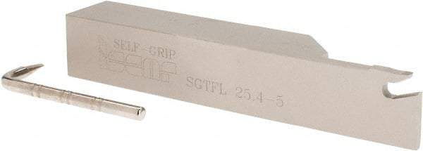 Iscar - SGTF, Left Hand Cut, 3" Max Workpc Diam, GFN, GFR Insert, Indexable Cutoff Toolholder - 1" Shank Width, 1" Shank Height, 5.9" OAL - Apex Tool & Supply