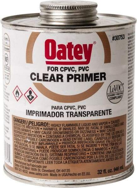 Oatey - 32 oz All Purpose Primer/Cleaner - Clear, Use with PVC - Apex Tool & Supply
