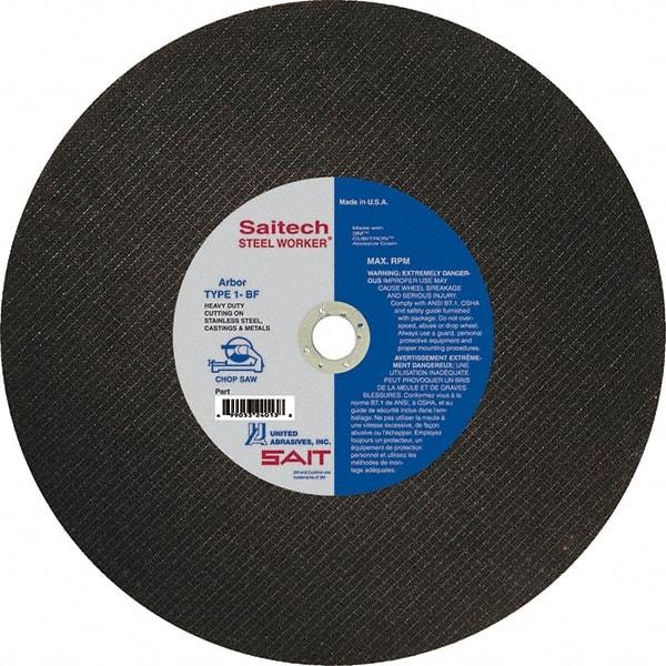 Sait - 16" Ceramic Cutoff Wheel - 3/32" Thick, 1" Arbor, 3,700 Max RPM, Use with Chop Saws - Apex Tool & Supply