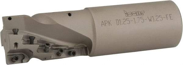 Iscar - 1-1/4" Cut Diam, 1.86" Max Depth of Cut, 1-1/4" Shank Diam, 4-1/2" OAL, Indexable Square Shoulder End Mill - AP.T 1003.. Inserts, Weldon Shank, 90° Lead Angle, Series Helimill - Apex Tool & Supply