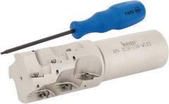 Iscar - 1-1/2" Cut Diam, 2.06" Max Depth of Cut, 1-1/4" Shank Diam, 5" OAL, Indexable Square Shoulder End Mill - AP.T 1003.. Inserts, Weldon Shank, 90° Lead Angle, Series Helimill - Apex Tool & Supply