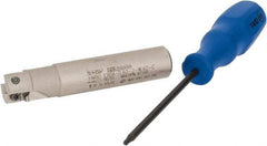 Iscar - 5/8" Cut Diam, 0.394" Max Depth of Cut, 5/8" Shank Diam, 3-1/4" OAL, Indexable Square Shoulder End Mill - AP..1003.., HM90 AP..1003.. Inserts, Weldon Shank, 90° Lead Angle, Through Coolant, Series Heli2000 - Apex Tool & Supply