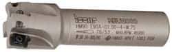 Iscar - 1" Cut Diam, 0.394" Max Depth of Cut, 3/4" Shank Diam, 3.38" OAL, Indexable Square Shoulder End Mill - AP..1003.., HM90 AP..1003.. Inserts, Weldon Shank, 90° Lead Angle, Series Heli2000 - Apex Tool & Supply